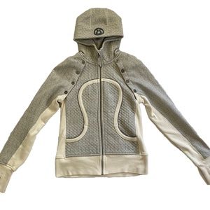 Lululemon Special Edition Convertible Full Zip Scuba Hoodie Vest-Grey and Cream